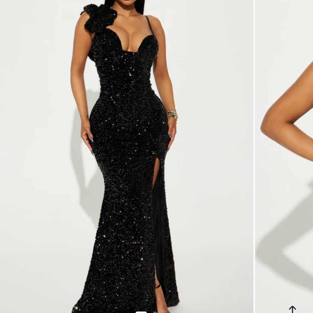 Fashion Nova Black Sequin Evening Gown